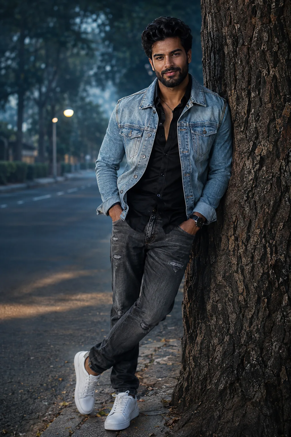 Stylish Urban Man in Denim Jacket