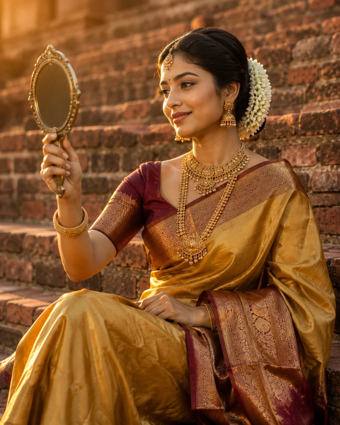 "A Timeless Portrait in Traditional Silk Saree"
