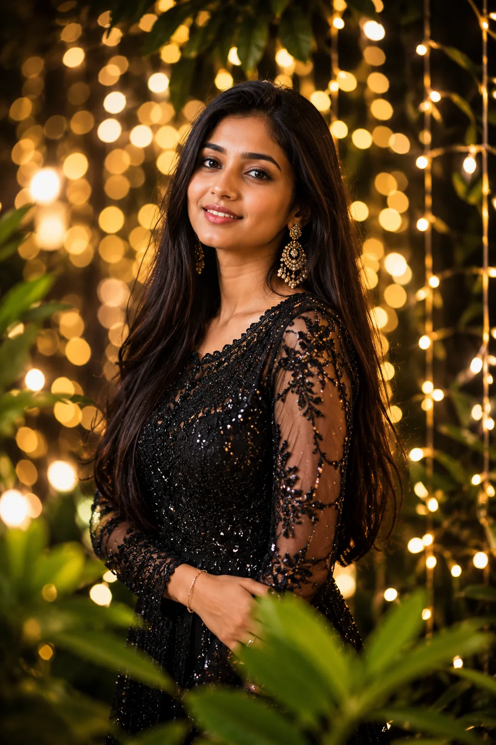 "Sparkling Elegance Under Golden Lights"