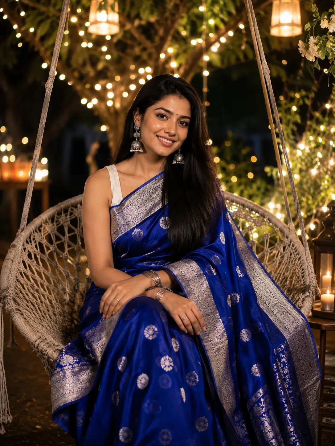 "Royal Blue Elegance Under the Evening Lights"