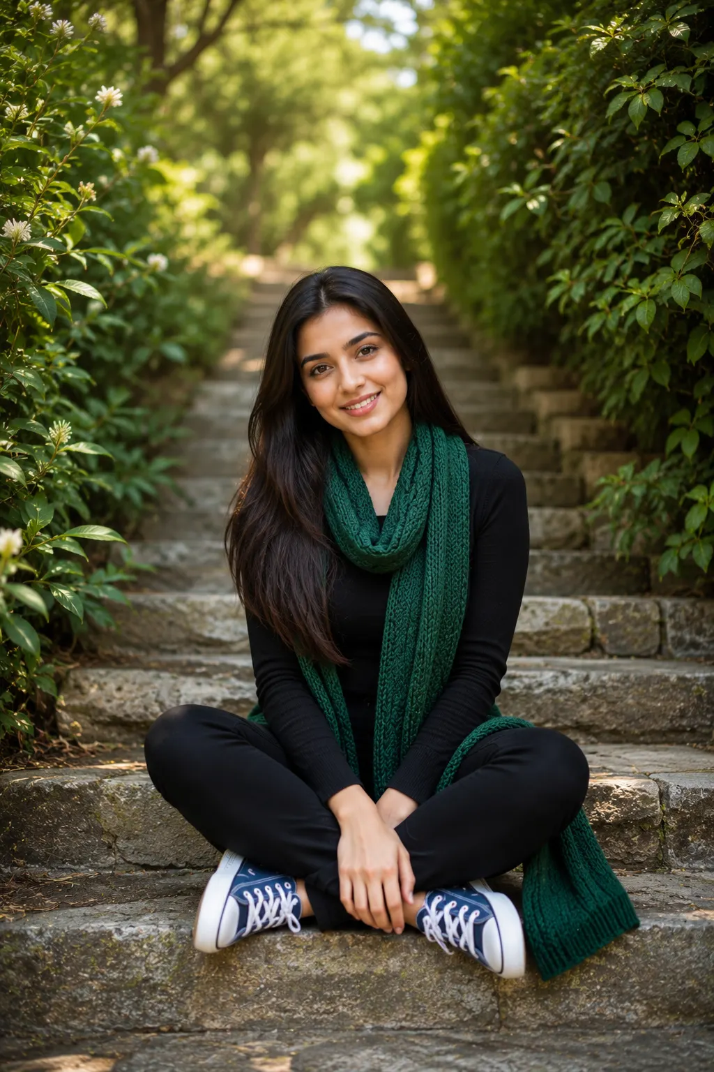 "Emerald Calm: A Smile Between the Steps"