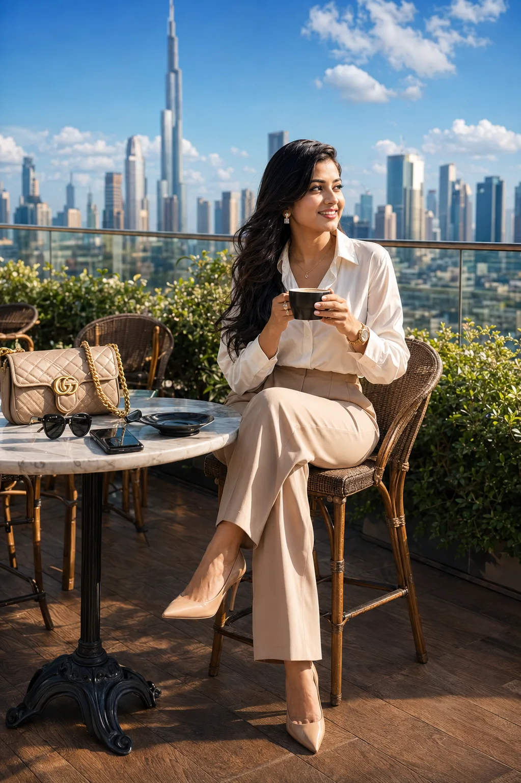 Luxury Rooftop Café Portrait