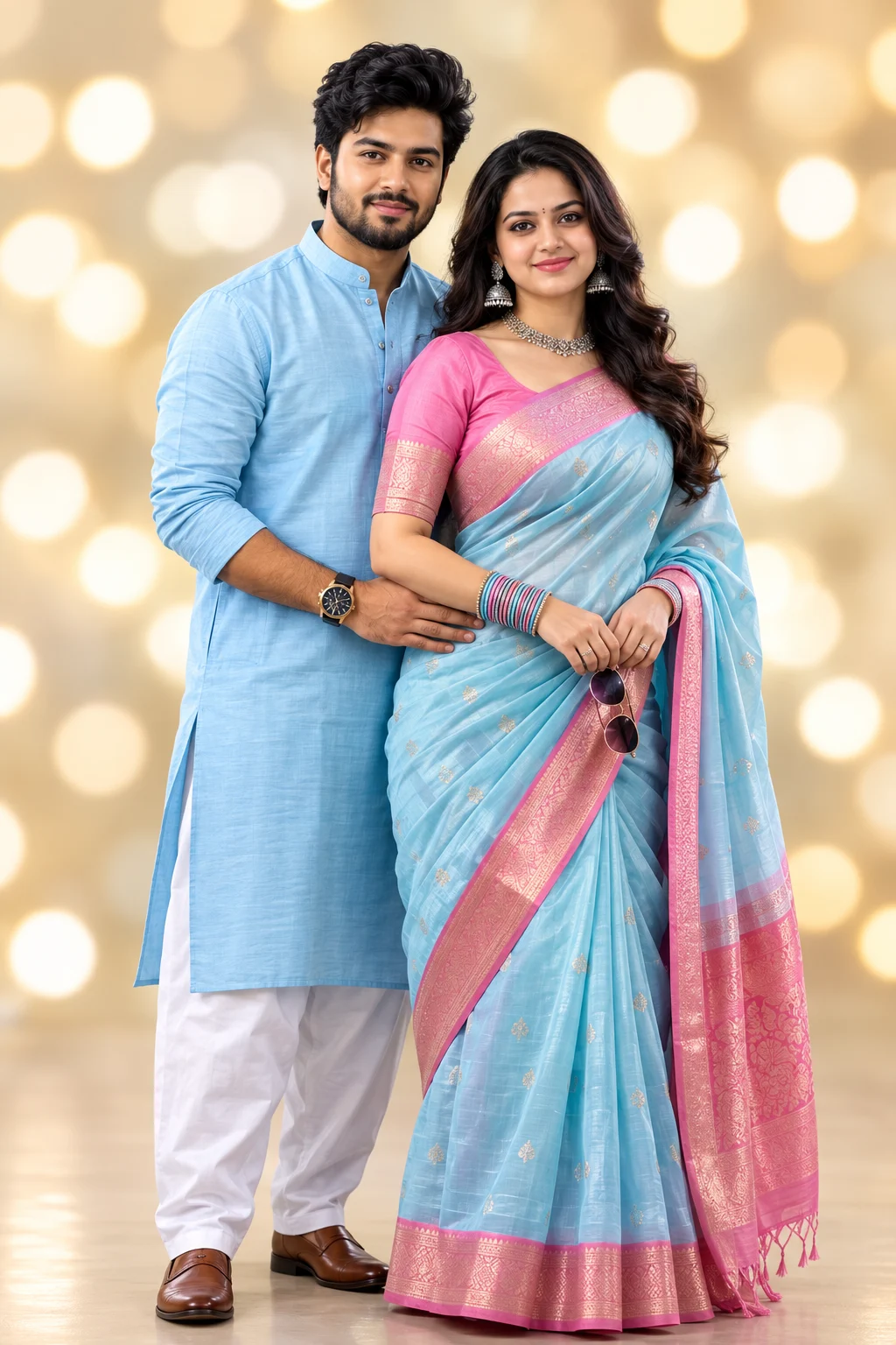 Pastel Blue Traditional Couple Photography