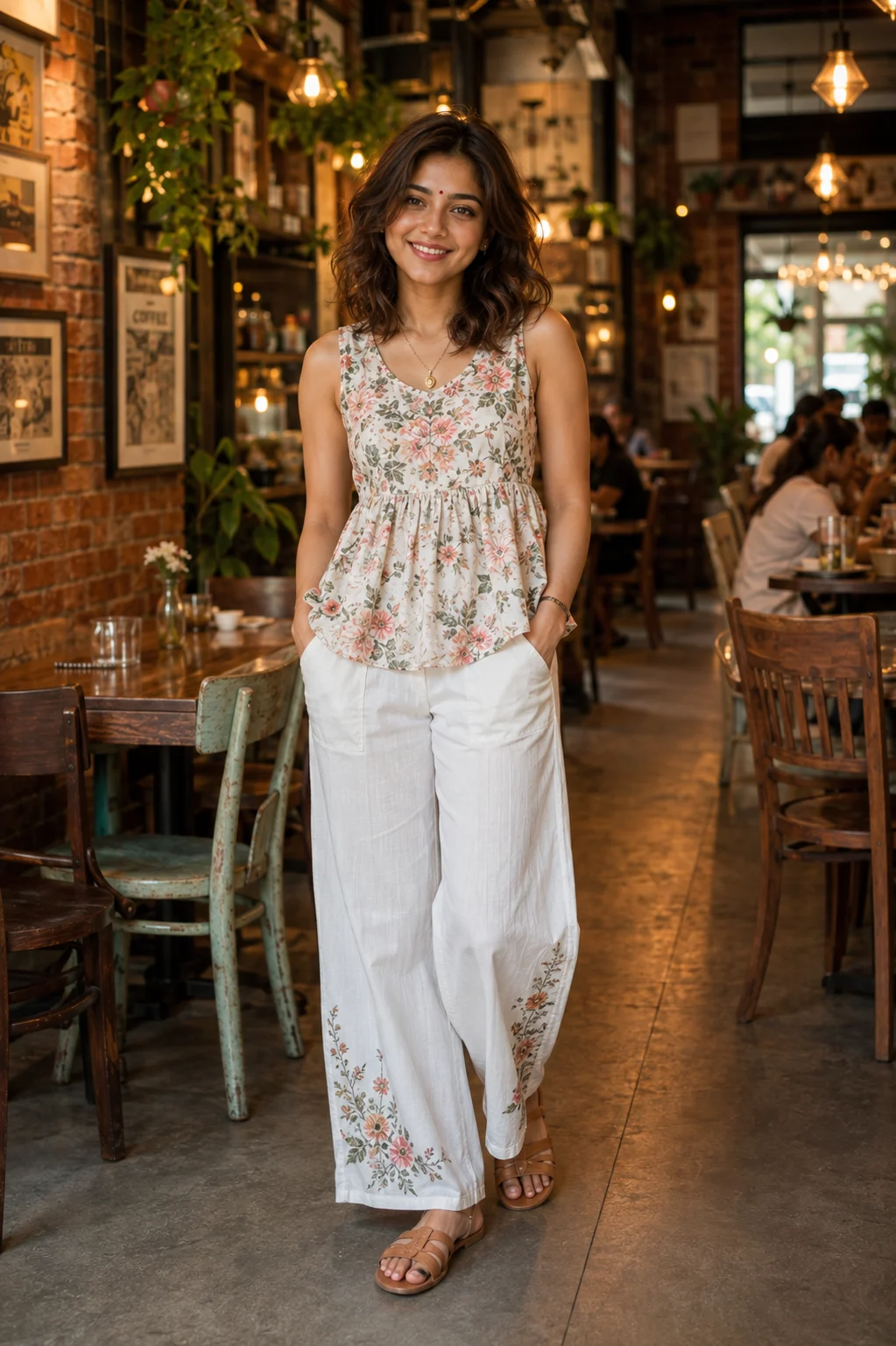 Stylish Young Woman in a Cozy Café