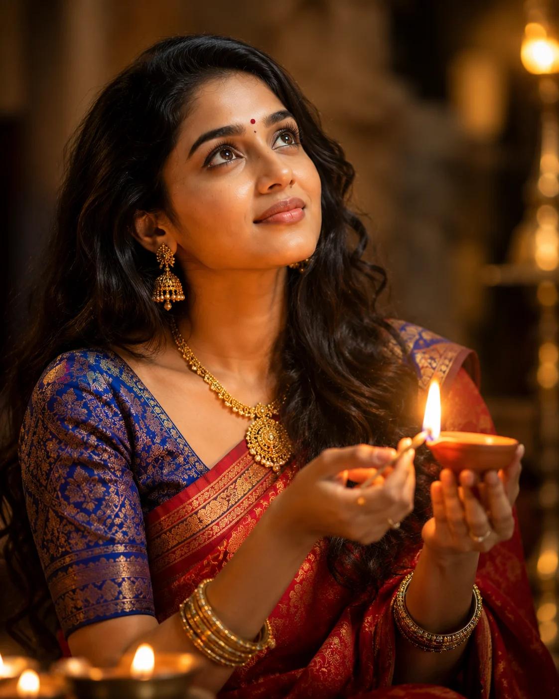 "A Timeless Diya Ceremony Portrait"