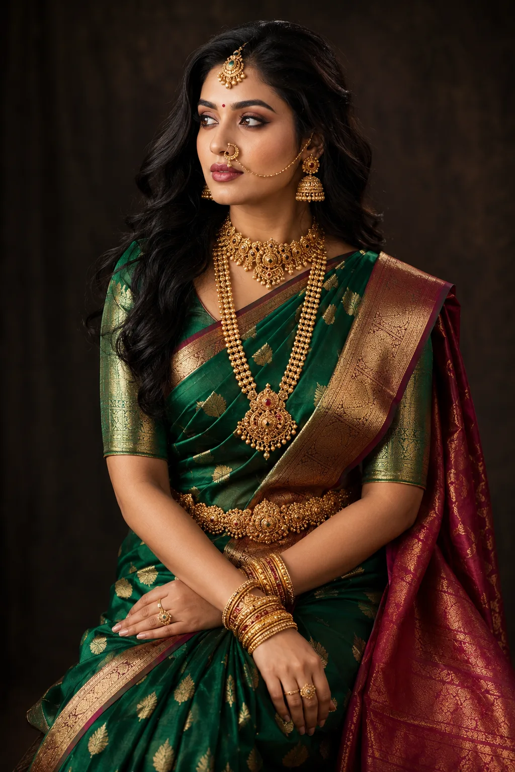 "Timeless Grace in Emerald Silk"