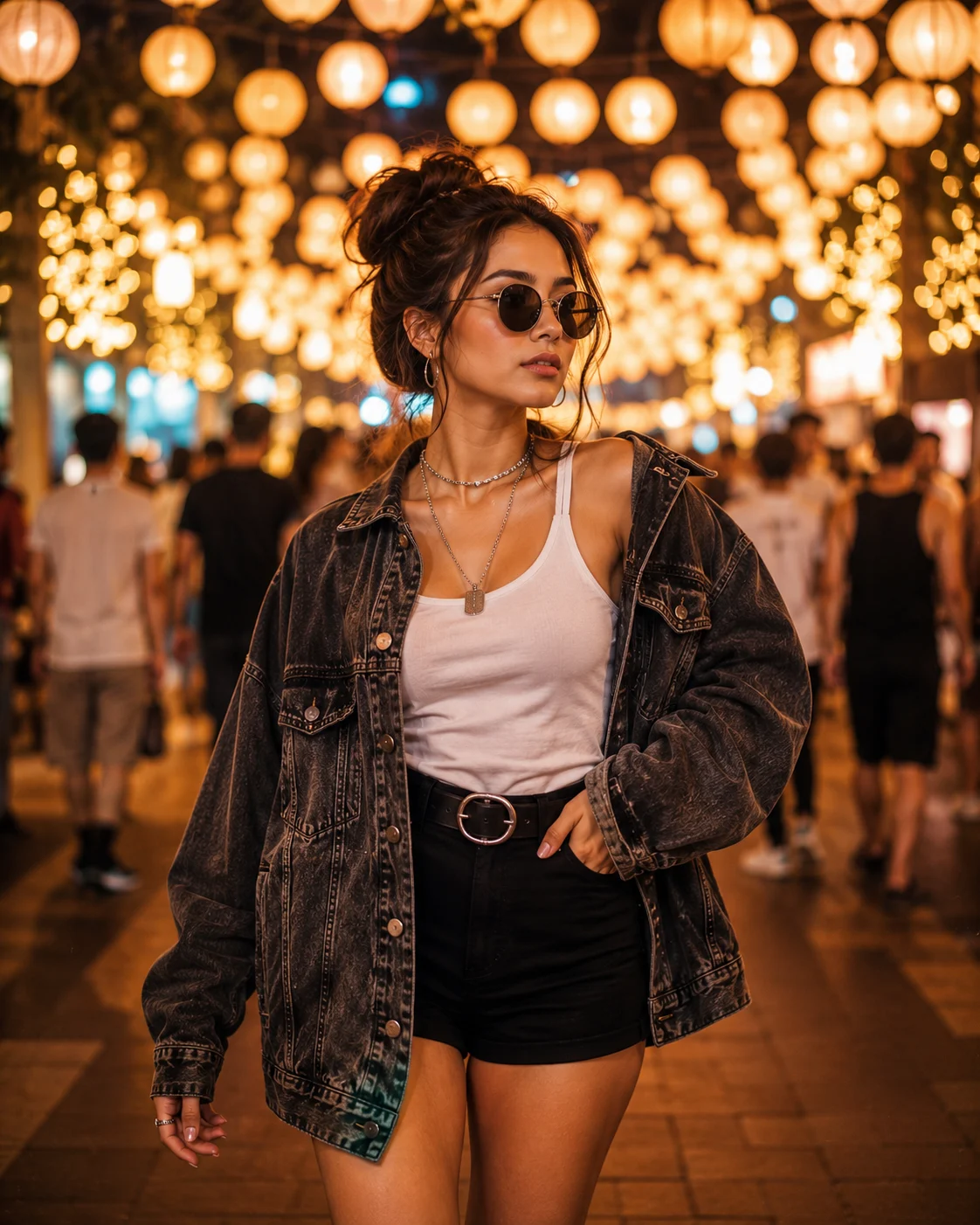 "Walking through the lights with confidence, style, and a story of my own"