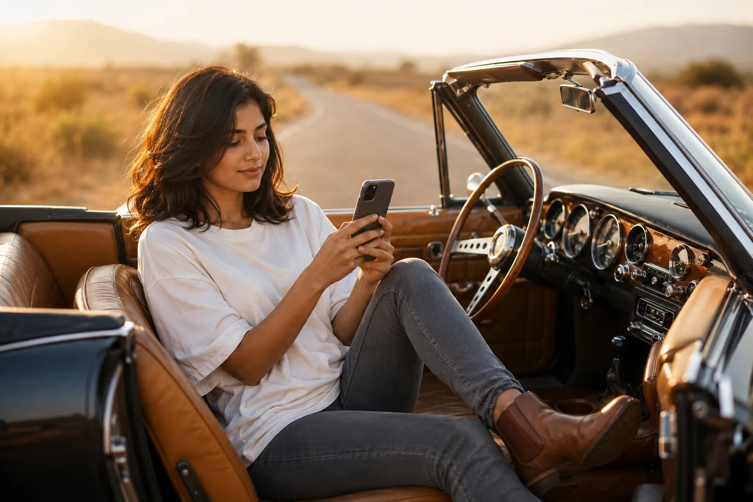 "Vintage Convertible Lifestyle Portrait"