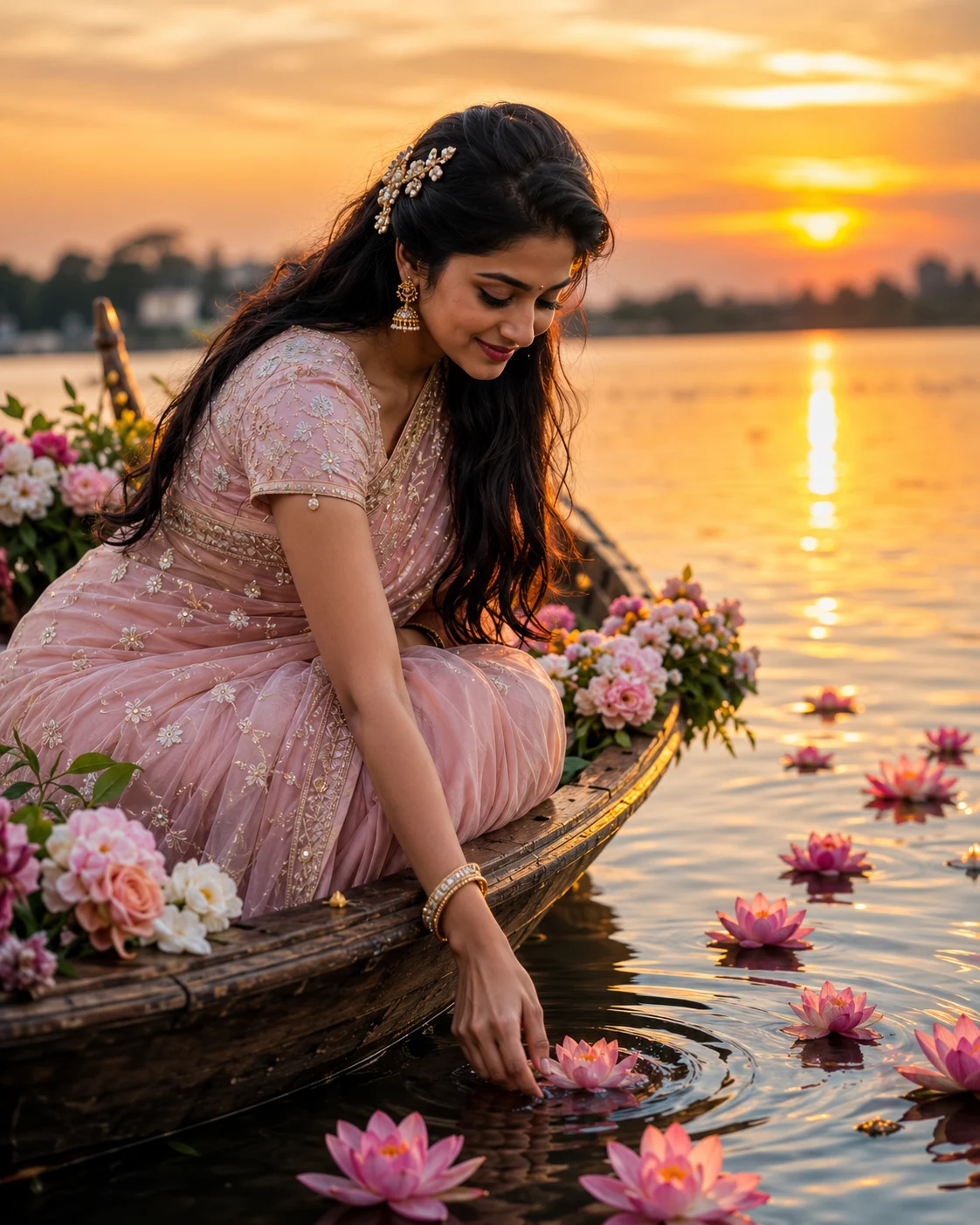 "A Sunset Voyage Among Lotus Blooms"