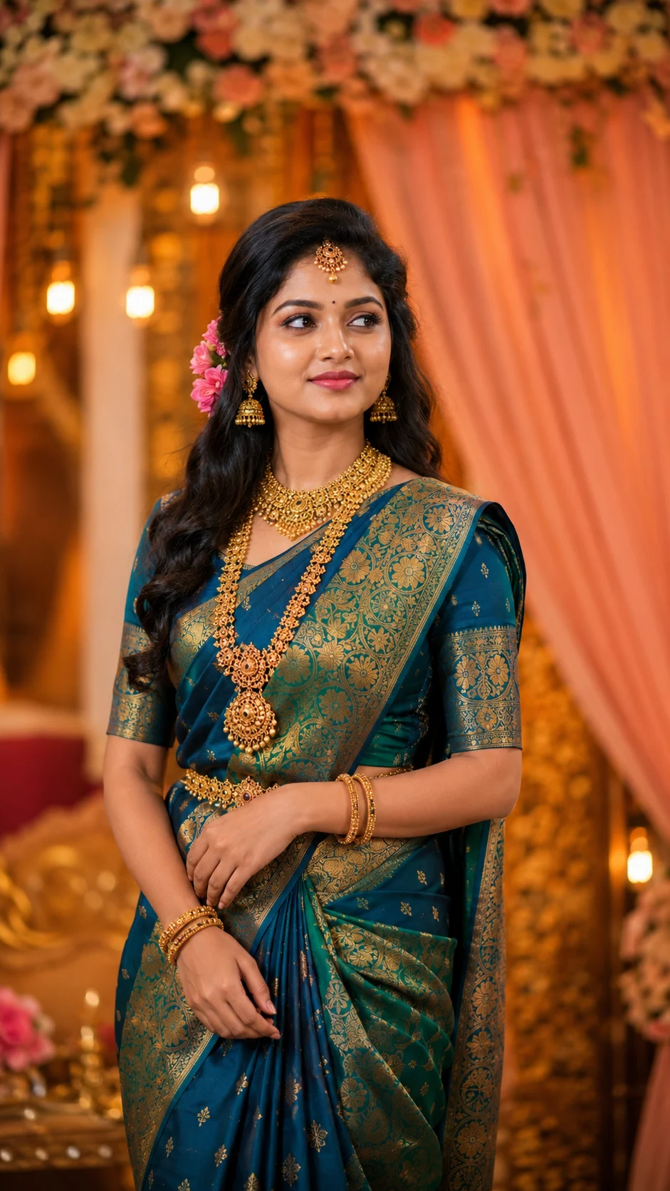 "Royal Elegance – Timeless Beauty in Blue Silk Saree"