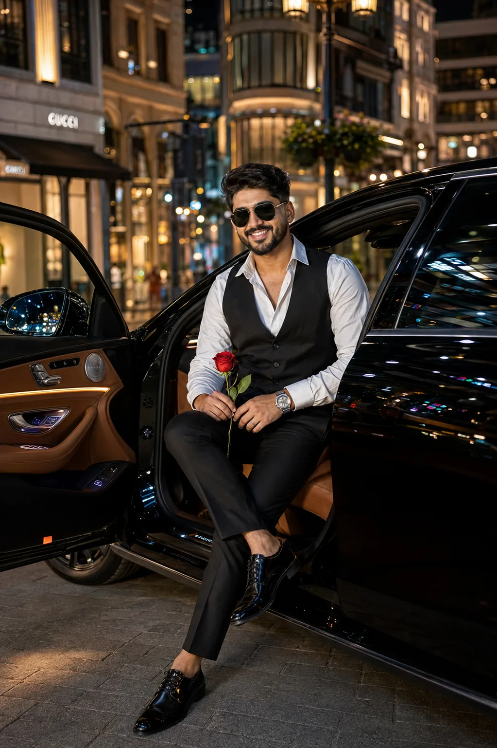Luxury Gentleman with Black Sedan