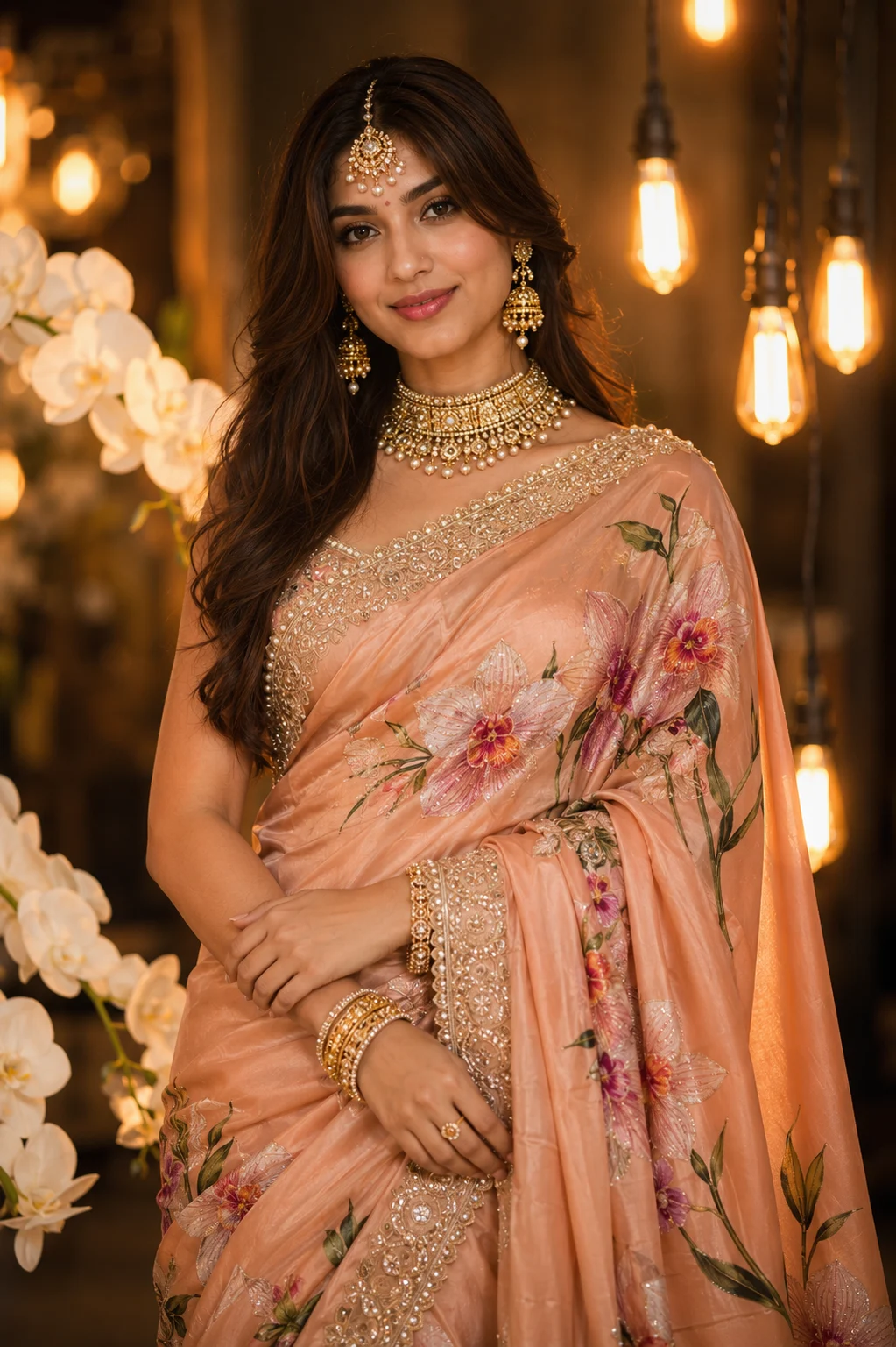 "Elegant Blossom in Silk Saree"